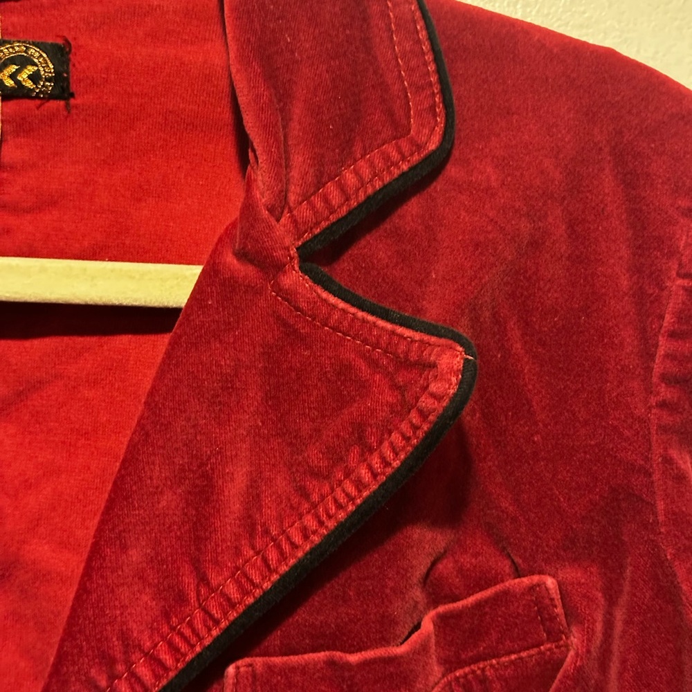 90s peplum velvet blazer size L Merlot - Picture 4 of 7
